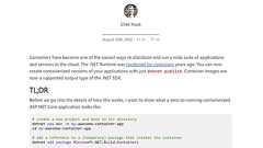 マイクロソフト、「.NET 7」にDockerコンテナイメージ生成機能を搭載、Dockerファイル不要に