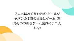 アニメはわずか1.5%!? クールジャパンの本当の主役はゲーム! 凋落しつつあるゲーム業界にテコ入れを!