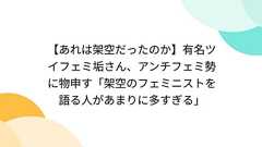 【あれは架空だったのか】有名ツイフェミ垢さん、アンチフェミ勢に物申す「架空のフェミニストを語る人があまりに多すぎる」