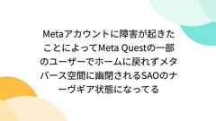 Metaアカウントに障害が起きたことによってMeta Questの一部のユーザーでホームに戻れずメタバース空間に幽閉されるSAOのナーヴギア状態になってる