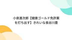 小泉進次郎【健康ゴールド免許案を打ち出す】きれいな長谷川豊