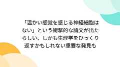 「温かい感覚を感じる神経細胞はない」という衝撃的な論文が出たらしい、しかも生理学をひっくり返すかもしれない重要な発見も