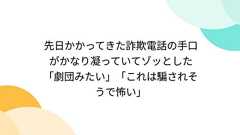 先日かかってきた詐欺電話の手口がかなり凝っていてゾッとした「劇団みたい」「これは騙されそうで怖い」