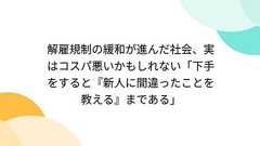 解雇規制の緩和が進んだ社会、実はコスパ悪いかもしれない「下手をすると『新人に間違ったことを教える』まである」