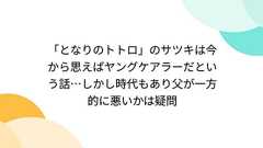 「となりのトトロ」のサツキは今から思えばヤングケアラーだという話…しかし時代もあり父が一方的に悪いかは疑問