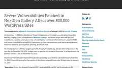 WordPressの人気プラグインに緊急の脆弱性、80万サイトが影響