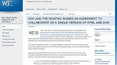 HTML標準仕様の策定についてW3CとWHATWGが合意発表。今後はWHATWGのリビングスタンダードが唯一のHTML標準仕様に