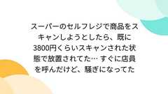 スーパーのセルフレジで商品をスキャンしようとしたら、既に3800円くらいスキャンされた状態で放置されてた… すぐに店員を呼んだけど、騒ぎになってた