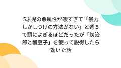 5才児の悪属性が凄すぎて「暴力しかしつけの方法がない」と週5で頭によぎるほどだったが「炭治郎と禰豆子」を使って説得したら効いた話