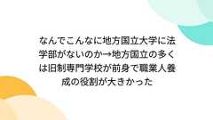 なんでこんなに地方国立大学に法学部がないのか→地方国立の多くは旧制専門学校が前身で職業人養成の役割が大きかった