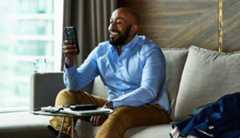 Man looking at phone.