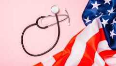 aarp medicare health advocacy Medical stethoscope and US flag on a pink background signifying advocacy