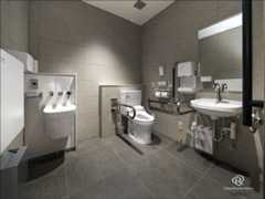 バリアフリートイレは車イスでのご利用可能スペース・ベビーシート・オストメイト設備を備えております。