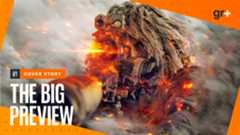 A recon sniper aims down sights in Battlefield 6 art surrounded by smoke, orange highlights flashing on their gear and mixing with embers in the smog