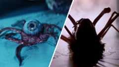 Screenshot showing Trypanohyncha Ocellus from Alien: Earth on the left, and the Thing from The Thing (1982)