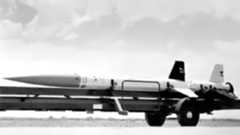 An Aerobee suborbital sounding rocket of the type designed to study Earth's atmosphere.