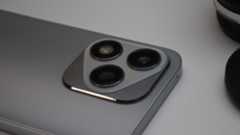 A silver Honor 400 Lite camera phone