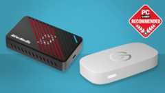 Two of the best captures cards on a blue background with the PC Gamer Recommends logo in the top right.