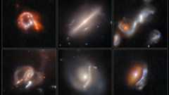Six panels showing different objects in space. They all look like hazy blobs of light with different shapes.