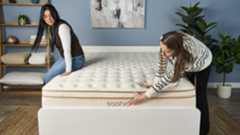 Sleep team testing the Saatva Classic mattress