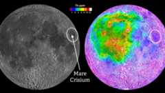 The moon (left) and its magnetic field comparison on the right