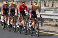 DUBAI, UNITED ARAB EMIRATES - FEBRUARY 06: (L-R) Steffi Haberlin of Switzerland and Anna Van der Breggen of Netherlands and Team SD Worx - Protime lead the peloton during the 4th UAE Tour Women 2026, Stage 2 a 145km stage from Dubai Police Academy to Hamdan Bin Mohamed Smart University on February 06, 2026 in Dubai, United Arab Emirates. (Photo by Tim de Waele/Getty Images)