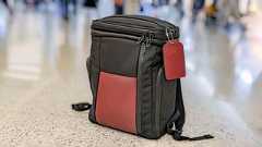 Waterfield Air Porter Travel Backpack on airport hardfloor.