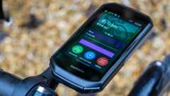 An image of Garmin Edge 1050 on a handlebar mount, which is one of the best bike computers we have tested