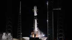 A SpaceX Falcon 9 rocket launches 29 Starlink satellites from Florida on Nov. 18, 2025.