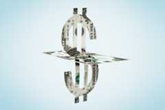 image of a slcied dollar bill in the shape of a dollar sign