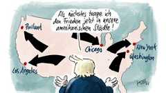 Wo Friedenspräsident Trump und seine Friedenstruppen den Frieden bringen - Klaus Stuttmann