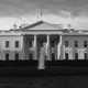 Black-and-white photograph of the White House