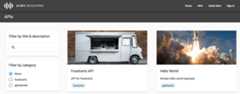 APIs page in live portal showing two categories and use of images