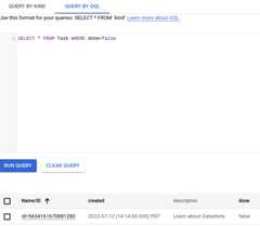 A GQL query with a filter applied