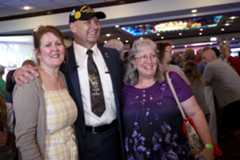 Pa. Sen. Doug Mastriano greets his supporters with his wife Rebecca, left, at his watch party held at The Orchards in Chambersburg on May 17, 2022.Joe Hermitt | jhermitt@pennlive.com