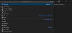 Customize Layout dropdown shown via the Customize Layout button in the title bar