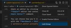 Lock Group command in the editor tool bar More Actions dropdown