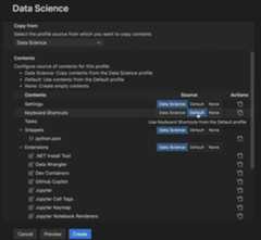 Configure, browse and preview profile