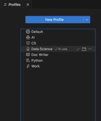 Showing current profile in the Profiles editor