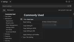 Settings edit gear context menu