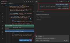 Screenshot of the proposed merge conflict resolution in the editor.