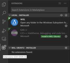 Install in WSL button