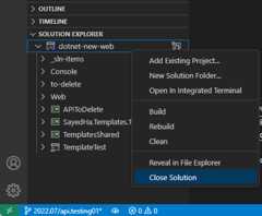 Close solution context menu