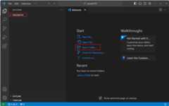 Screenshot that shows VS Code after opening a folder, highlighting the Explorer view.