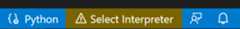 Status bar showing no selected Python interpreter