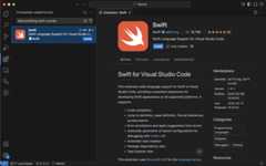 Installing the swift-vscode extension from the extensions pane