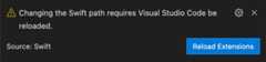 Reload VS Code warning