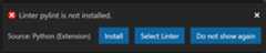 pylint not installed notification