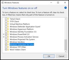 Turn Windows features on and off dialog