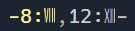 VIII and XII characters would be rescaled horizontally so as to not overlap with following characters. They feature a thinner stroke width when this happens due to the scaling
